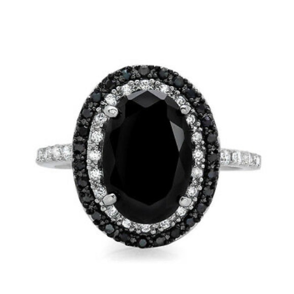 NEW 925 sterling Silver Oval Cut Black Sapphire - Picture 2 of 7